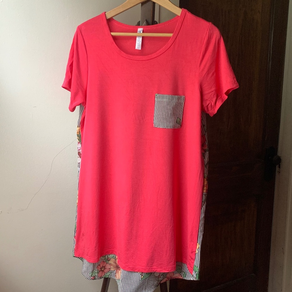Paisley Grace Pink Top/ Stripe Floral Back